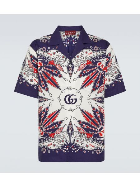 Βαμβακερό πουκάμισο με σχέδιο Gucci