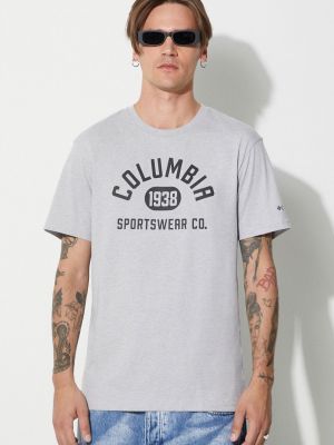 Тениска с дълъг ръкав с принт Columbia сиво