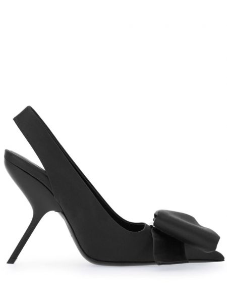 Полуотворени обувки с панделка с отворена пета Ferragamo черно