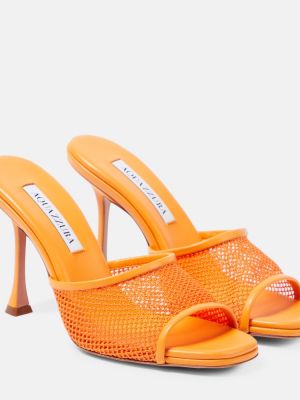 Papuci tip mules din piele plasă Aquazzura portocaliu