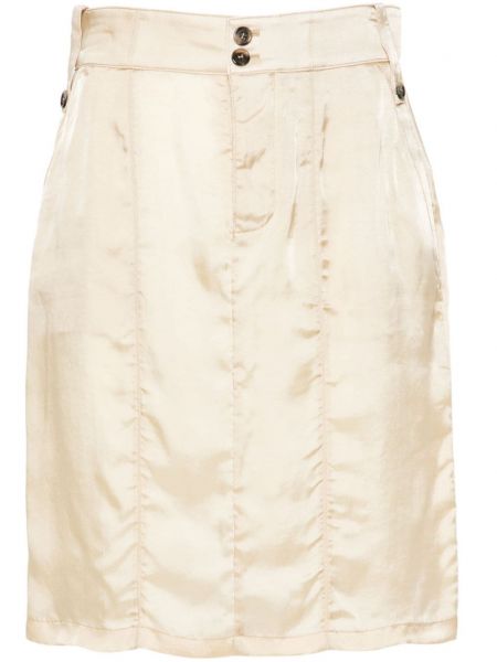 Saténové pouzdrová sukně Saint Laurent béžové