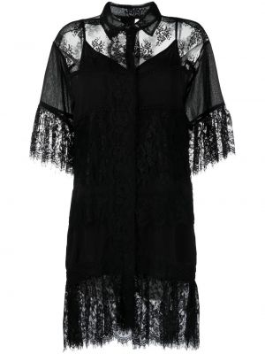 Кружевное ажурное платье на шнуровке Pinko, черное