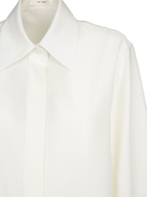 Μεταξωτή μπλούζα από κρεπ The Row λευκό