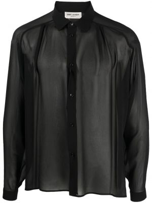 Transparente seiden hemd Saint Laurent schwarz