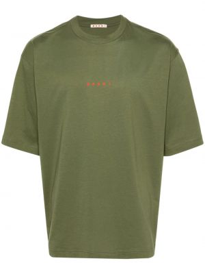 Kokvilnas t-krekls ar apdruku Marni zaļš