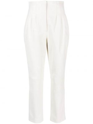 Кожени прав панталон Alberta Ferretti бяло