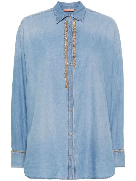Medvilninė marškiniai Ermanno Scervino mėlyna