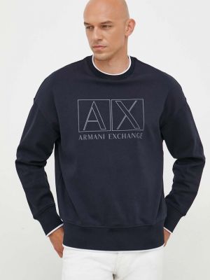 Bluza z nadrukiem Armani Exchange niebieska