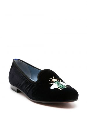 Aksamitne haftowane loafers Blue Bird Shoes