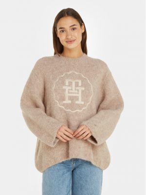 Oversize пуловер Tommy Hilfiger бежово