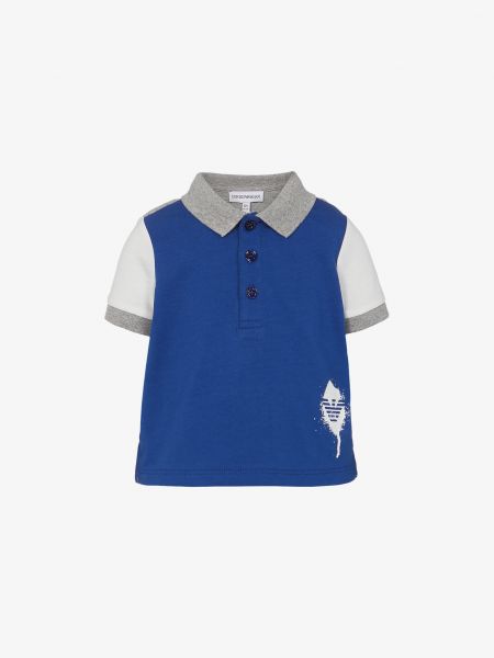Хлопковая футболка-поло Emporio Armani синий