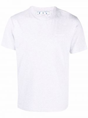 Pruhované bavlněné tričko s potiskem s krátkými rukávy Off-white - bílá