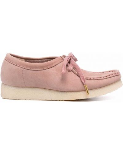 Кружевные замшевые туфли на шнуровке Clarks Originals, розовый