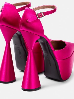 Pantofi cu toc din satin cu platformă D'accori roz