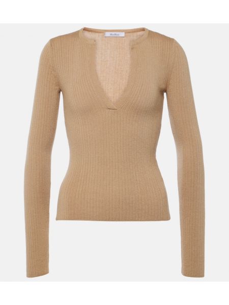 Kashmir silke striktrøje Max Mara beige