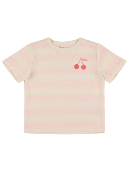 Trøje bomuld broderet t-shirt for piger Bonpoint pink