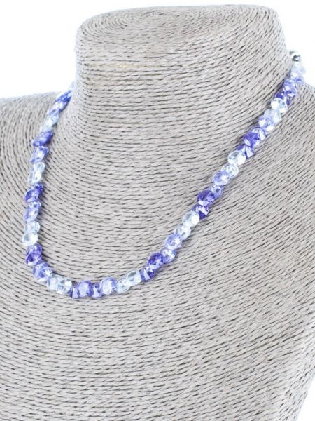 Ожерелье бусики-колечки синее