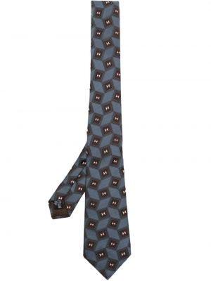 Cravate en soie à imprimé à motif géométrique Giorgio Armani bleu
