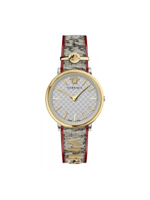Zegarek skórzany Versace złoty