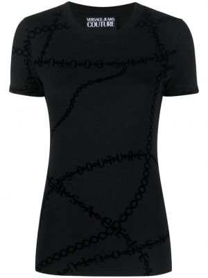 Kerek nyakú póló nyomtatás Versace Jeans Couture fekete