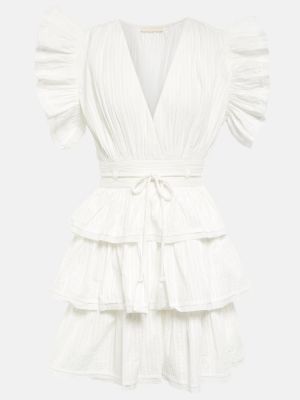 Памучна рокля с волани Ulla Johnson бяло