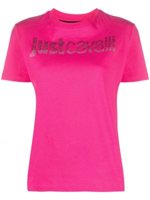 Pamut póló Just Cavalli rózsaszín