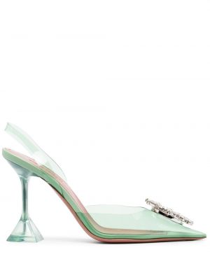 Pantofi cu toc de cristal Amina Muaddi verde