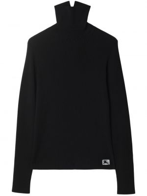 Žakárový vlnený sveter Burberry čierna