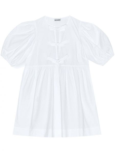 Bavlnené mini šaty Ganni biela