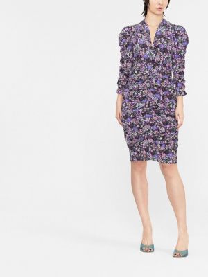 Raštuotas gėlėtas šilkinis suknele Isabel Marant violetinė