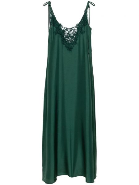 Копринена коктейлна рокля с дантела P.a.r.o.s.h. зелено