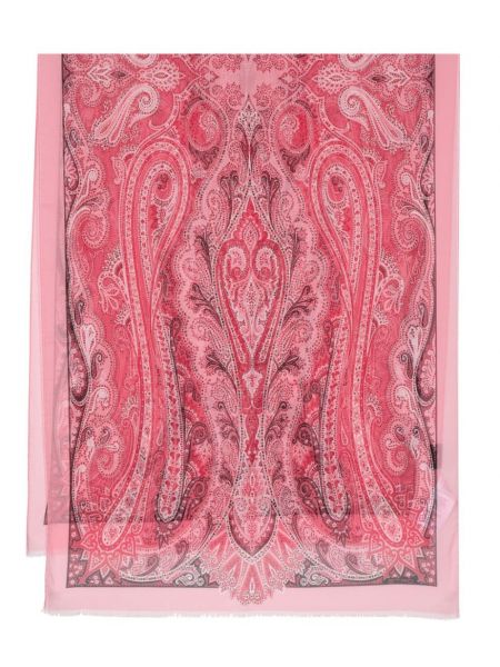 Hedvábný šál s potiskem s paisley potiskem Etro růžový