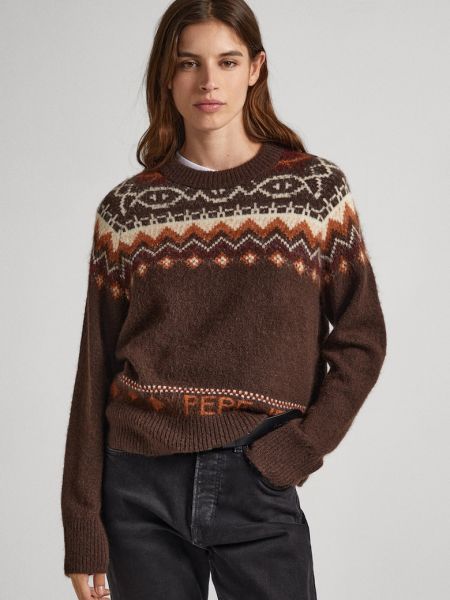 Шерстяной свитер Pepe Jeans London коричневый