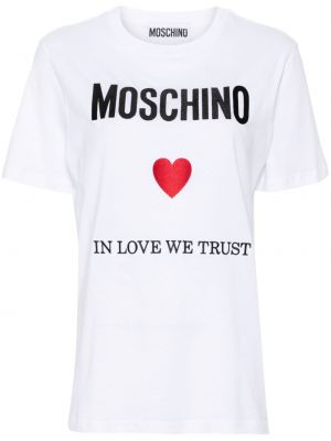 T-shirt en coton à imprimé Moschino blanc