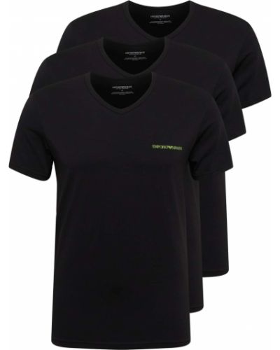 Bavlnené priliehavé tričko s výšivkou Emporio Armani - čierna