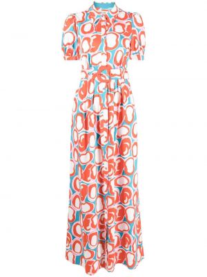 Bavlnené dlouhé šaty s potlačou s abstraktným vzorom Dvf Diane Von Furstenberg
