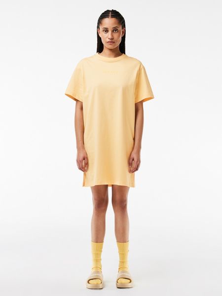 Vestido de punto manga corta oversized Lacoste amarillo