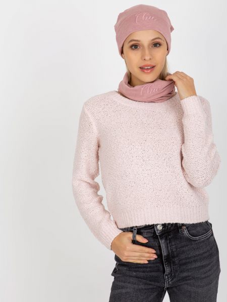 Плетена шапка с козирки Fashionhunters розово