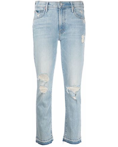 Nødlidende jeans 7/8 Mother blå