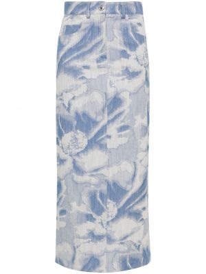 Žakárové džínová sukně Msgm modré