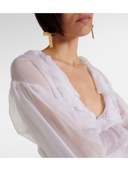 Svilena bluza iz šifona z volani Dolce&gabbana bela