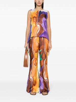 Jedwabna bluzka z nadrukiem w abstrakcyjne wzory Dorothee Schumacher fioletowa