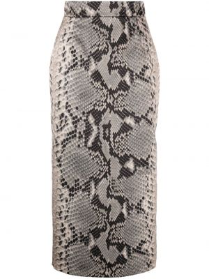 Spódnica z nadrukiem w wężowy wzór Roberto Cavalli beżowa
