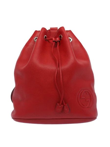 Plecak skórzany retro Gucci Vintage czerwony