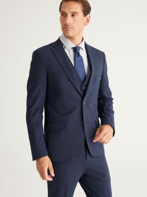Prsluk za odijelo slim fit karirani Altinyildiz Classics plava