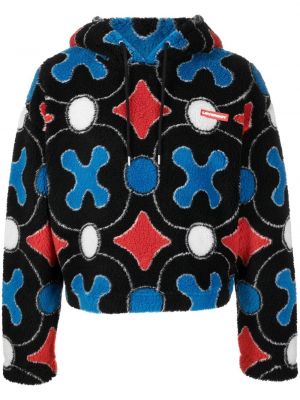 Trykt fleece hettegenser Charles Jeffrey Loverboy svart