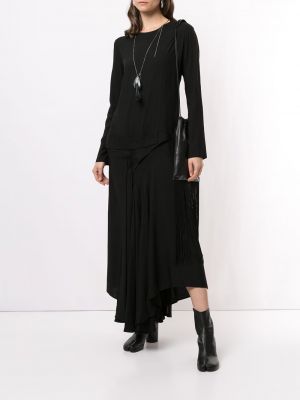 Vestido de punto drapeado Yohji Yamamoto negro