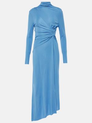 Niebieska sukienka midi z dżerseju asymetryczna Victoria Beckham
