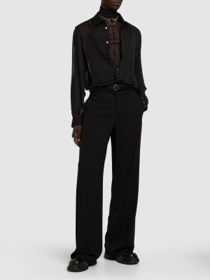 Pantalones de lana de viscosa Ann Demeulemeester negro