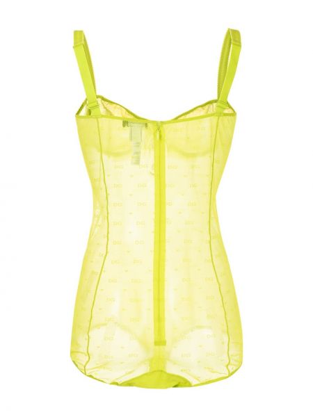 Body con bordado con corazón Dolce & Gabbana amarillo
